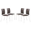 Gfancy Fixtures Faux Leather & Steel Modern Basket Weave Dining Chairs, Brown, 4PK GF3672988